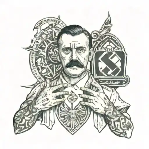 taras schevchenko (kobzar) holding adolfs hitler Mein Kampf tattoo design idea