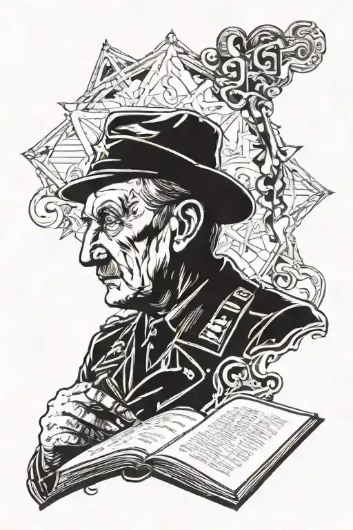 taras schevchenko (Ukrainian writer, kobzar) reading adolf's hitler mein kampf tattoo design idea