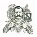 taras schevchenko (kobzar) holding adolfs hitler Mein Kampf tattoo design idea