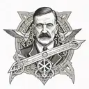taras schevchenko (kobzar) holding adolfs hitler Mein Kampf tattoo design idea