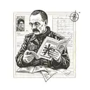 taras schevchenko (Ukrainian writer, kobzar) reading adolf's hitler mein kampf  tattoo design idea