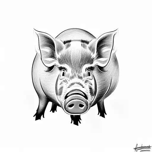 semi-realistic pig for man tattoo design idea