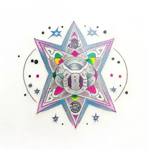 Incorporate the star-shaped mole of Jojo from Jojo's Bizarre Adventure into a tattoo that represents your own unique identity. tattoo design idea