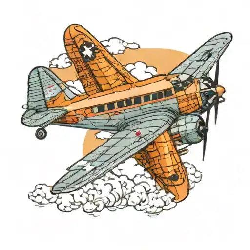 Douglas DC 3 aircraft flying tattoo design idea