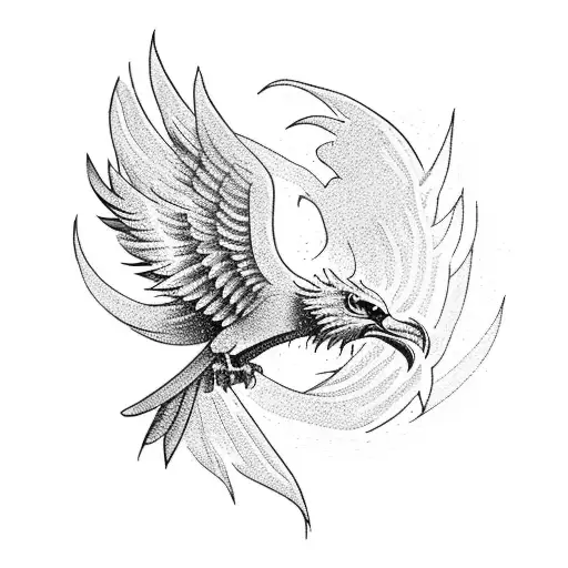 a phoenix saying "the bird of hermes is my name, eating my wings to make me tame" tattoo design idea