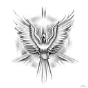 a phoenix saying "the bird of hermes is my name, eating my wings to make me tame" tattoo design idea