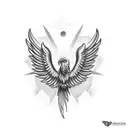a phoenix saying "the bird of hermes is my name, eating my wings to make me tame" tattoo design idea