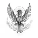 a phoenix saying "the bird of hermes is my name, eating my wings to make me tame" tattoo design idea