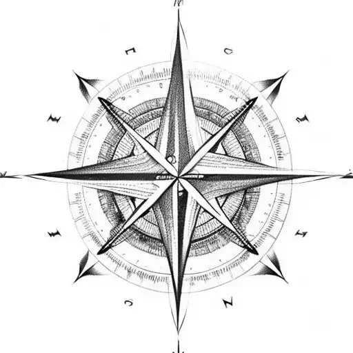 A compass made of mountain peaks, with waves crashing against it, symbolizing the client's passion for both travel and the ocean tattoo design idea