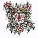 crystal heart tattoo design idea