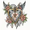 crystal heart tattoo design idea