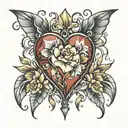 crystal heart tattoo design idea