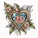 crystal heart tattoo design idea