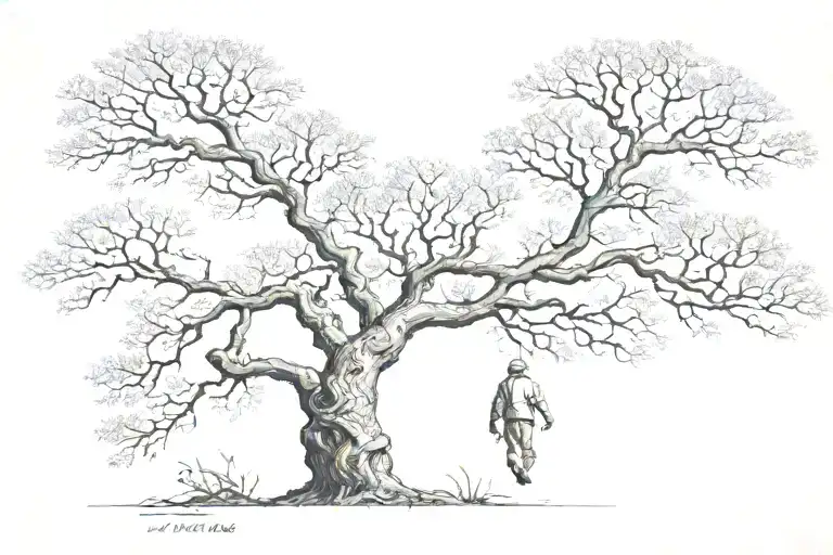 feniks raising from ash tree tattoo design idea