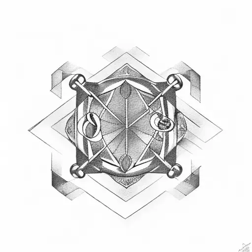 An octagon ring with musical notes and surgical instruments, symbolizing the client's love for MMA and music tattoo design idea