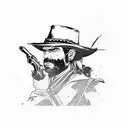 Red Dead Redemption 2 character in a minimalist style tattoo design idea