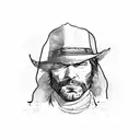 Red Dead Redemption 2 character in a minimalist style tattoo design idea