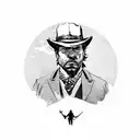 Red Dead Redemption 2 character in a minimalist style tattoo design idea