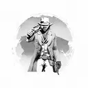 Red Dead Redemption 2 character in a minimalist style tattoo design idea