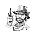 Red Dead Redemption 2 character in a minimalist style tattoo design idea
