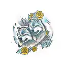 two wolves snarling facing each other just the wild head  tattoo design idea