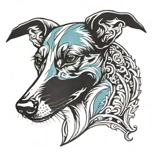greyhound head tattoo design idea
