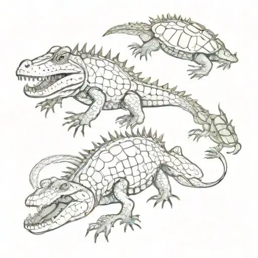 an alligator a crawfish and a turtle playing blackjack tattoo design idea
