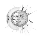 Stone sun and moon  tattoo design idea