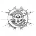 Stone sun and moon  tattoo design idea