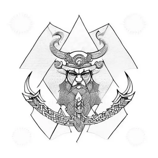 mix of Viking and Hindu symbols for never give up tattoo design idea