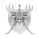mix of Viking and Hindu symbols for never give up tattoo design idea