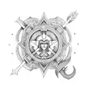 mix of Viking and Hindu symbols for never give up tattoo design idea
