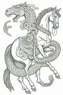 horse with snake with God tattoo design idea