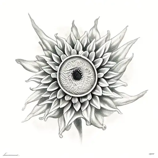 Fern Rose sunflower olive branch  tattoo design idea