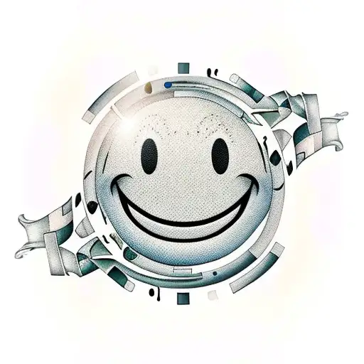 smiley happy face tattoo design idea