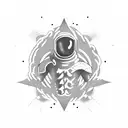 Dead astronaut in the hell tattoo design idea