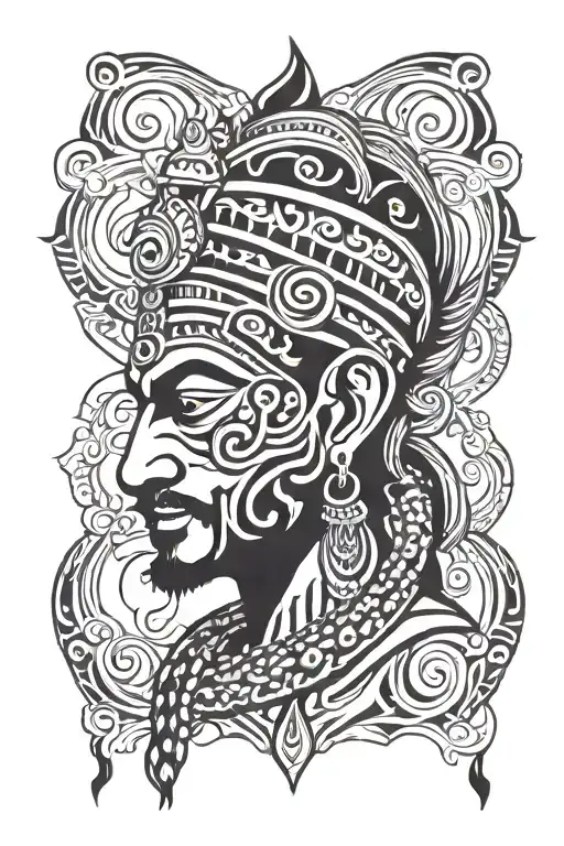 rudra rupa mahadeva trikaldarshi shankara portrait with trishul tattoo design idea