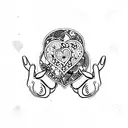  "A whimsical and playful finger tattoo design, with a heart and "A" intertwined in a charming and intricate pattern, ac tattoo design idea