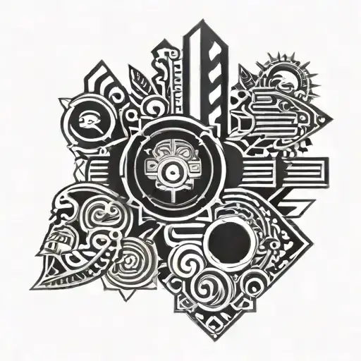 Combine elements of 80s & 90s country music with Aztec symbols in a unique tattoo design tattoo design idea