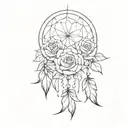 Dreamcatcher, rose,  tattoo design idea