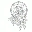 Dreamcatcher, rose,  tattoo design idea