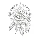 Dreamcatcher, rose,  tattoo design idea
