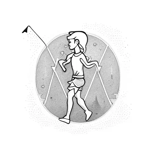 Athlete running against the flow of sand in an hourglass tattoo design idea