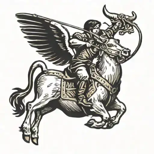 Tattoo of a sagittarius archer riding an ox tattoo design idea