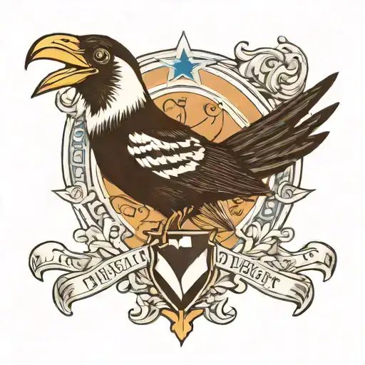 magpie in a Newcastle United shirt  tattoo design idea