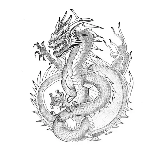 Dragon with the names of the seven deadly sins in the design tattoo design idea