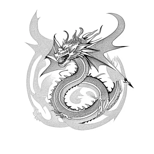 Dragon with the seven deadly sins in the design tattoo design idea