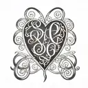  fine lines cursive intertwined symbol representing family tattoo design idea