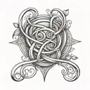   fine lines cursive intertwined symbol representing family tattoo design idea