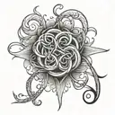   fine lines cursive intertwined symbol representing family tattoo design idea